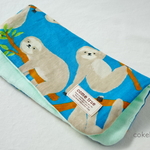 ୨୧  限定１点 なまけものkun ふわっふわ雲のガーゼ使用 8重ガーゼはんかち 23cm ターコイズ ୨୧