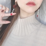 生チョコハート♡レッドスワロフスキーピアス.イヤリング