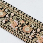 インド刺繍リボンᢂシフォンオリエンタル　パステル/ブラック　インド刺繍/刺繍リボン/リボン/シルクリボン/トリム/ブレード/ジャガードリボン/チロリアンテープ/レース