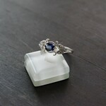 ブルーサファイア　6爪CZワイドレースリング　SILVER925　