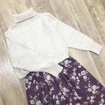 YUWA 上品ぶどう色 お花 の すてきな ギャザースカート