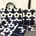 【送料無料】【デビュー特別価格】サッカー柄　入園入学　5点　セット　ハンドメイド　サッカーボール　レッスンバッグ　シューズケース　体操着袋　ミニ巾着