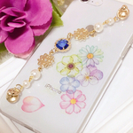 お花いっぱいのキーリングハンガー　（チェーン付きiPhoneケース）（iPhone7.8.第二世代SE）