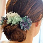 大人アンティークブルーパープル　ヘッドピース　プリザ紫陽花