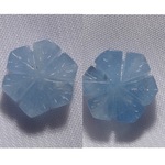 14ct/3g アクアマリン 天然石 ルース 穴あき ビーズ 手彫り2個セット FatePiece  2027