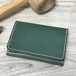 【再販】本革カード・名刺ケース　グリーン（ハンドメイド）
