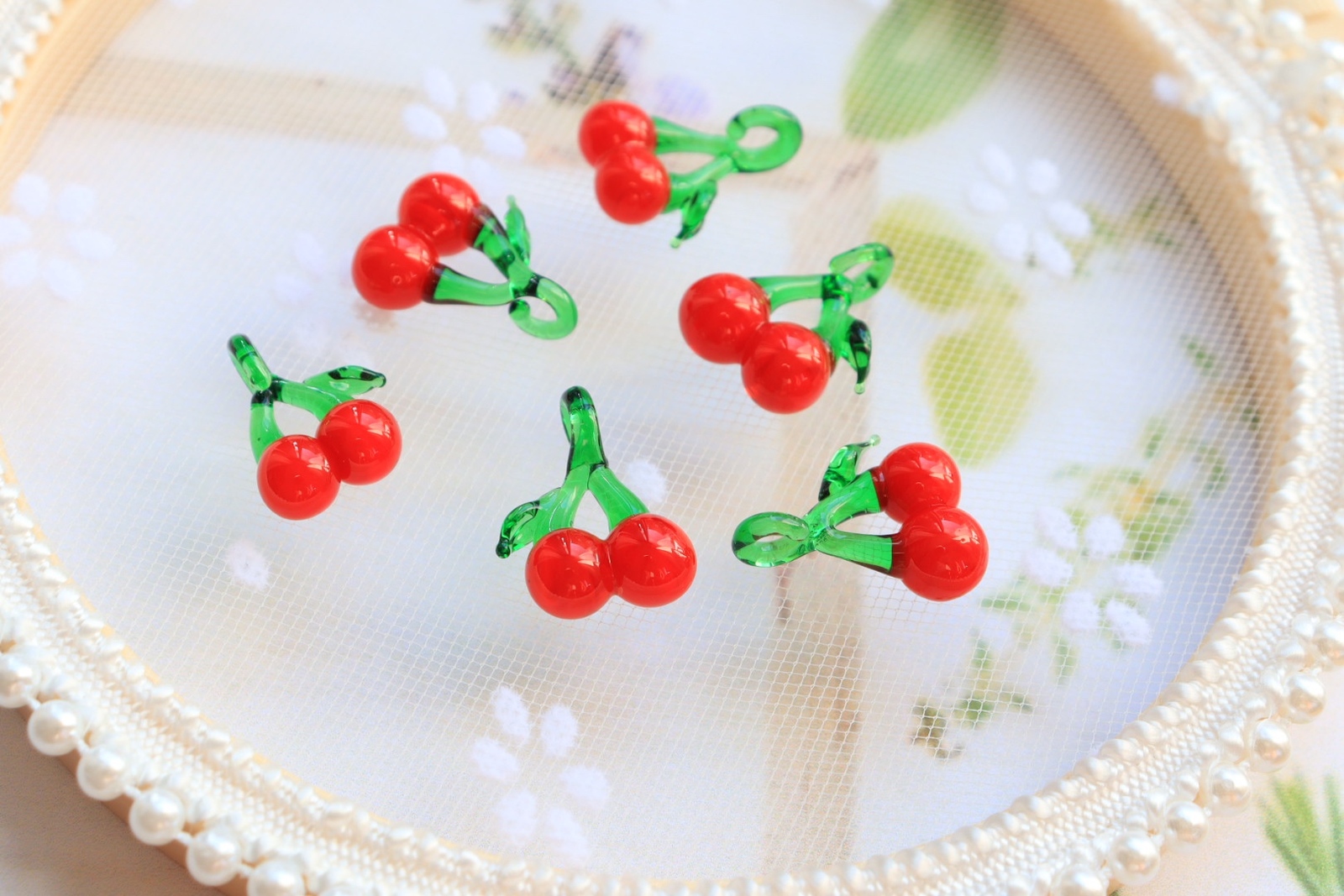 さくらんぼ チェリーのガラス細工チャーム - Handmade Moment | minne