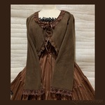 1点物*ふんわり暖かい フリース ボレロ カーディガン★ブラウン×茶色レース(即納品)