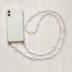 クリアケース ビーズ パール スマホショルダー ストラップ お花 ショルダーストラップ サンカヨウ