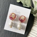 ドライフラワー×コットンパール  ピアス  ドライフラワー ピアス