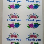 “Thank You ( ありがとう) 丸シール”・手作り・水彩画イラスト 花 シール・24枚花 シール・