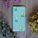 パステル画『しゅわしゅわクリームソーダ』手帳型スマホケース　iPhone/Android/GALAXYほか