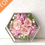 薔薇のクリアボックスアレンジ♪母の日ピンク薔薇プリザーブドフラワー花ブリザバレンタイン結婚式誕生日プリザ薔薇プレゼント誕生日バラギフト花器サプライズ結婚祝い退職祝い卒業祝いリボン 