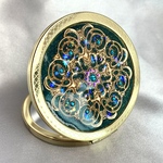 透かしパーツのコンパクトミラーPREMIUM deep green 
