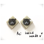 グレー猫ピアス/ノンホールピアス