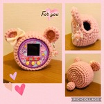 ぷにるんずカバー　ピンク　くま　リボン　イヤリング　ストラップ穴あり