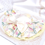 ダブルロゼットケープ首輪🌷チューリップ柄🌷ピンク×イエロー