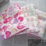 *再販6*裏リボン柄♡８重ｶﾞｰｾﾞふわふわハンカチ♡女の子用★10.5×20ｾﾝﾁ(ハートリボン)