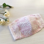 桜色花柄レース [2サイズ展開] 2way 不織布マスクカバー ❁ 布マスク　花柄　刺繍　小さめ　クレンゼ　シルク　silk  　肌荒れ　
