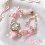 Berrypink♡苺とリボンのブレスレットウォッチ♡腕時計♡ピンク