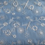 刺繍布＜星めぐりの旅＞綿ブロード　アクアブルー30センチ