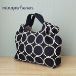 【a-cha7dai22様ご予約品　内布スリーピングローズ】ミナペルホネン　ハンドメイドシャーリングバッグ(tambourine,navy)
