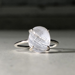 ◆再販◆silver 925【ブルーレースアゲート×クリスタルAAA/薄氷色のリング/10×8mm/無料ラッピング/ギフト