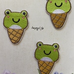 3枚入　カエル可愛い動物刺繍アイロンワッペン