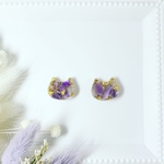 アメジスト猫ピアス