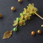 かんざし　菜の花の様な黄色のフラワービーズ
