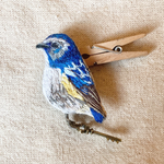 刺繍★ブローチ★幸せ運ぶ青い鳥　ルリビタキ★