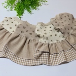 犬服『ベージュのみ　花柄ワッフル生地　2段フリル　ワンピース』わんこ服　春　#minne_new