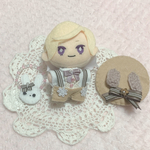 【うさ耳　カプチーノ　お花】10センチサイズ　ぬいぐるみ用お洋服　ぬい服　ぬいぐるみ服　