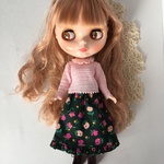 セット・りか☆ネオブライス服＊シャーベットピンクのニットと薔薇のロングスカート
