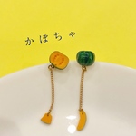 【樹脂粘土】かぼちゃのイヤリング (ピアス、イヤリング選択可)