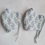 ゴム紐選べる♡ 幼児～低学年むけ 立体マスク【可愛いうさぎさん／グレー】