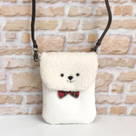 わんちゃんポシェット♡うちの子　ビションフリーゼ　マルチーズ　白い犬　お散歩バッグ　ボア　コーデュロイ