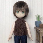 オビツ11・ねんどろいどどーるサイズ 重ね着用　ケーブル模様のノースリーブセーター