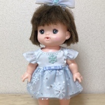 送料無料　アナ雪　水色　チュール　ドレス　ワンピース　メルちゃん　レミンちゃん