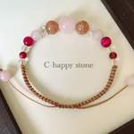 天然石＊ローズクォーツ＊ストロベリクォーツ＊タイガーアイローズ＊クォーツ＊桜ベージュ＊コード編み＊ブレスレット