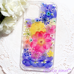 押し花iPhoneケース ＊HANABI＊ スマホケース 花火 名入れ可能  ラメ・ホロ・スワロフスキー無料 [受注製作]