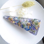 青のお花の三角ヘアクリップ