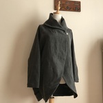 墨染ウォッシュ加工ウールリネンで作ったショールカラーコート