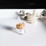 送料無料＊大ぶりドライフラワーリング/ゴールド