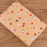 SALE!!【文庫本】ゴムバンド栞付ブックカバー★和柄★こけし 椿★ピンク