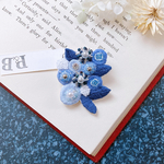 【新作】1点物// Blueblueblue 丸花 ビーズ刺繍ブローチ