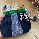 　丸型　試作品　お買い得　12cmバネポーチ　ペイズリーパッチワーク