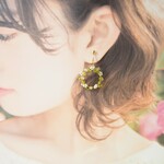 ＊シロツメクサとクローバーの花冠🌿＊小枝フープピアス/イヤリング