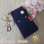 カジュアル可愛い❤️デニムのiPhone手帳型ケーススマホケース