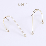 M5611  12個  チタンピアス金具 U字型 2カン付き 12×33mm ゴールド 3X（4ヶ）
